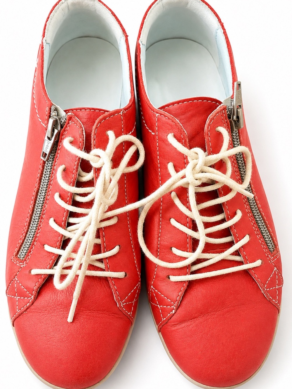 Cloud Red Leather Zip Lace-Up Comfort Sneakers EU 38 US 7.5